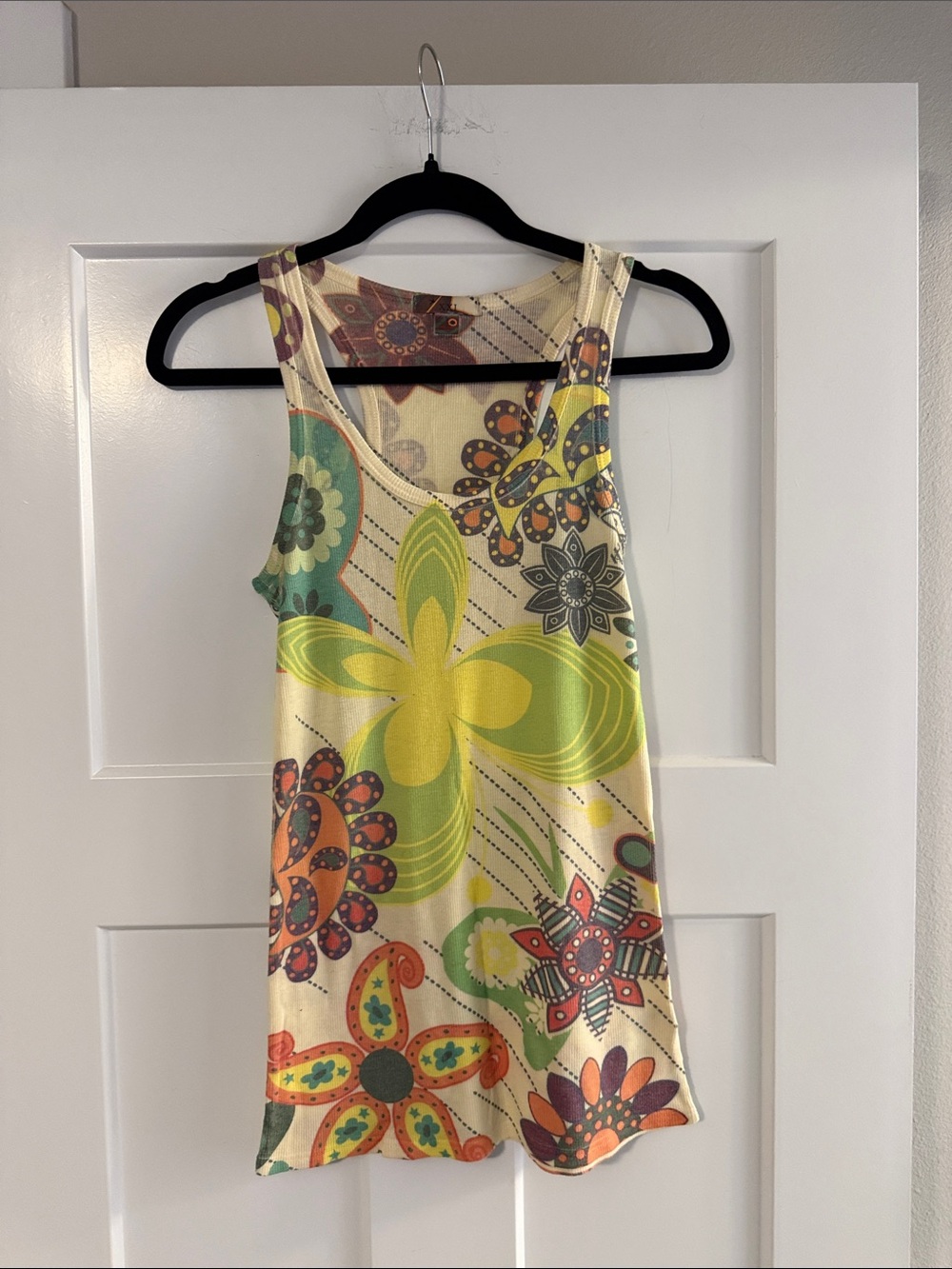 Forever 21 Yellow Green Floral Tank Top